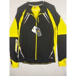 Santic Mens Cycling Jersey Long Sleeve Full Zip Black Yellow C01023Y XL/L